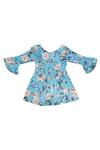 Shop_PWN_Blue Floral Print Dress For Girls_at_Aza_Fashions
