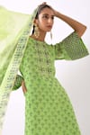 Pooja Rajgarhia Gupta Green Organza, Georgette Round Printed Kurta And Gharara Set at Aza Fashions Pooja Rajgarhia Gupta_Green Organza, Georgette Round Printed Kurta And Gharara Set _at_Aza_Fashions