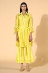 Buy_Meadow_Yellow Tunic And Pants Silk Chanderi Inner Cotton Spread Collar & Set _at_Aza_Fashions