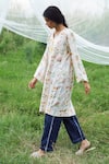 Buy_Pozruh by Aiman_White Pure Hemp V Neck Floral Printed Kurta  _Online_at_Aza_Fashions