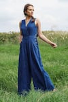 Buy_Pozruh By Aiman_Blue Denim Jumpsuit _at_Aza_Fashions