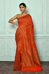 Buy_Nazaakat by Samara Singh_Orange Banarasi Silk Woven Floral Saree_at_Aza_Fashions