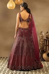 Shop_ISHA & SHREYA_Red Silk Crepe Embroidery Sequins Leila Embellished Bridal Lehenga Set _at_Aza_Fashions