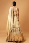 Shop_Quench A Thirst_Gold Crepe Embroidery Floral Scoop Neck Lehenga Set _at_Aza_Fashions