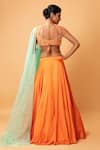 Shop_Quench A Thirst_Orange Modal Silk Embroidery Cutdana Scoop Neck Lehenga Set With Blouse _at_Aza_Fashions