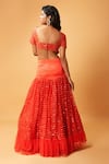 Shop_Quench A Thirst_Red Raw Silk Embroidery Sequin Sweetheart Neck Lehenga Set _at_Aza_Fashions