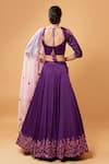 Shop_Quench A Thirst_Purple Modal Silk Embroidery Floral Round Lehenga Set _at_Aza_Fashions