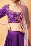 Shop_Quench A Thirst_Purple Modal Silk Embroidery Floral Round Lehenga Set _Online_at_Aza_Fashions