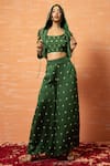 Buy_Quench A Thirst_Green Modal Silk Bead, Thread And Sequin Work Top Embroidered Hoodie Palazzo Set _at_Aza_Fashions