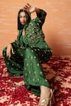 Quench A Thirst_Green Modal Silk Bead, Thread And Sequin Work Top Embroidered Hoodie Palazzo Set _Online_at_Aza_Fashions