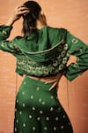Quench A Thirst_Green Modal Silk Bead, Thread And Sequin Work Top Embroidered Hoodie Palazzo Set _at_Aza_Fashions