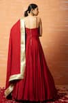 Shop_Quench A Thirst_Red Modal Silk Hand Embroidered Zari Work Square Sleeveless Gown With Dupatta _at_Aza_Fashions