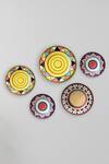 Buy_The Quirk India_Multi Color Ceramic Triangle Art Decorative Wall Plates Set Of 5_at_Aza_Fashions