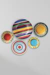 Buy_The Quirk India_Multi Color Ceramic Rays Sun Decorative Wall Plates Set 5_at_Aza_Fashions