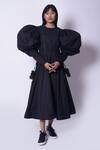 Buy_Quod_Black Cotton A-line Midi Dress_at_Aza_Fashions