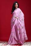 Ruar India_Pink Chiffon Sequin Embroidered Saree With Blouse _Online_at_Aza_Fashions