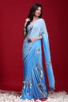 Buy Ruar India Blue Chiffon Embroidered Saree With Blouse at Aza Fashions Buy_Ruar India_Blue Chiffon Embroidered Saree With Blouse _at_Aza_Fashions