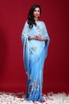 Shop Ruar India Blue Chiffon Embroidered Saree With Blouse at Aza Fashions Shop_Ruar India_Blue Chiffon Embroidered Saree With Blouse _at_Aza_Fashions