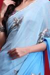 Shop Ruar India Blue Chiffon Embroidered Saree With Blouse Online at Aza Fashions Shop_Ruar India_Blue Chiffon Embroidered Saree With Blouse _Online_at_Aza_Fashions