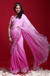 Buy_Ruar India_Pink Chiffon Gota Embroidered Saree With Blouse _Online_at_Aza_Fashions