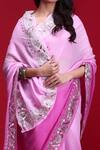 Shop_Ruar India_Pink Chiffon Gota Embroidered Saree With Blouse _Online_at_Aza_Fashions