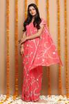 Shop Ruar India Pink Chiffon Embroidered Saree With Blouse at Aza Fashions Shop_Ruar India_Pink Chiffon Embroidered Saree With Blouse _at_Aza_Fashions