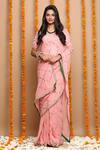 Buy_Ruar India_Pink Chiffon Gota Embroidered Saree With Blouse_Online_at_Aza_Fashions