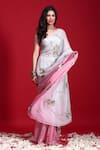 Shop_Ruar India_White Chiffon Sequin Embroidered Saree With Blouse _at_Aza_Fashions