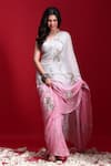 Buy_Ruar India_White Chiffon Sequin Embroidered Saree With Blouse _Online_at_Aza_Fashions