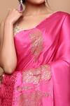 Shop_Ruar India_Pink Satin Swarovski Embellished Saree With Blouse_Online_at_Aza_Fashions