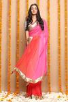 Ruar India_Pink Chiffon Sequin Embroidered Saree And Blouse_Online_at_Aza_Fashions
