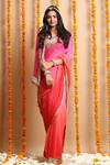 Buy_Ruar India_Pink Chiffon Sequin Embroidered Saree And Blouse_Online_at_Aza_Fashions