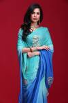 Buy_Ruar India_Blue Chiffon Sequin Embroidered Saree_Online_at_Aza_Fashions
