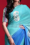 Shop_Ruar India_Blue Chiffon Sequin Embroidered Saree_Online_at_Aza_Fashions