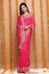 Ruar India_Pink Chiffon Embroidered Saree With Blouse_Online_at_Aza_Fashions