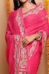 Shop_Ruar India_Pink Chiffon Embroidered Saree With Blouse_Online_at_Aza_Fashions