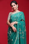 Buy_Ruar India_Green Chiffon Sequin Embroidered Saree With Blouse_Online_at_Aza_Fashions