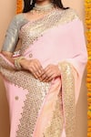Shop_Ruar India_Pink Chiffon Gota Embroidered Saree With Blouse_Online_at_Aza_Fashions