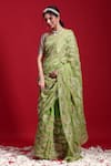 Buy_Ruar India_Green Chiffon Gota Embroidered Saree With Blouse _Online_at_Aza_Fashions