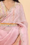 Shop_Pita Nila_Pink Satin Silk Organza Embroidery Soha Saree With Kira Print Blouse _Online_at_Aza_Fashions