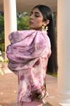 Shop_SONIA BADERIA_Pink Net Printed Floral V Neck Puff Sleeve Jacket Pant Set _Online_at_Aza_Fashions