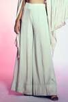 Shop_Sonia Baderia_Green Viscose Crepe, Liva Satin Square Neck Palazzo Set With Striped Shrug_Online_at_Aza_Fashions