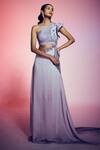 Buy_Q by Sonia Baderia_Purple Satin Side-cut Gown_Online_at_Aza_Fashions