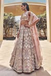 Buy_Pankaj & Nidhi_Pink Blouse Tulle Embroidery V Neck Embellished Bridal Lehenga Set  _Online_at_Aza_Fashions