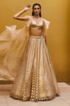 Buy_Pankaj & Nidhi_Beige Blouse Tulle Lehenga Tulle Jacket Silk Embellished Set  _Online_at_Aza_Fashions