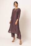 Buy_Dot_Purple Silk Round Kurta Set _at_Aza_Fashions