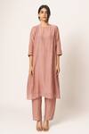 Buy_Dot_Pink Chanderi Round Kurta Set _at_Aza_Fashions