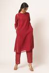 Buy_Dot_Red Chanderi Round Kurta Set _at_Aza_Fashions