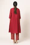 Shop_Dot_Red Chanderi Round Kurta Set _at_Aza_Fashions