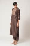 Buy_Dot_Brown Silk Round Kurta Set _at_Aza_Fashions